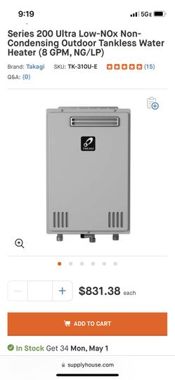 Takagi Water Heater 310U-E for Sale in Los Angeles, CA - OfferUp