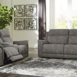 Next-Gen DuraPella Slate Power Reclining Living Room Set


