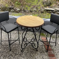Wood Hightop Table with Chairs And Metal Base