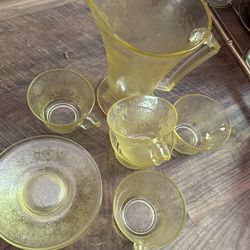 Yellow depression Glass Set