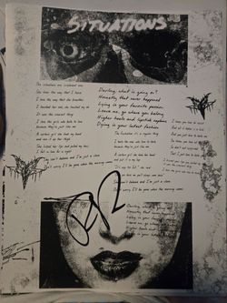 Autographed by ronnie radke Situations lyric sheet
