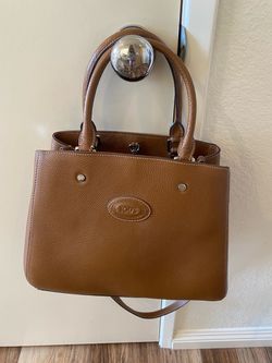 Tod's Cognac Pebble Leather Tote / Shoulder Bag Purse