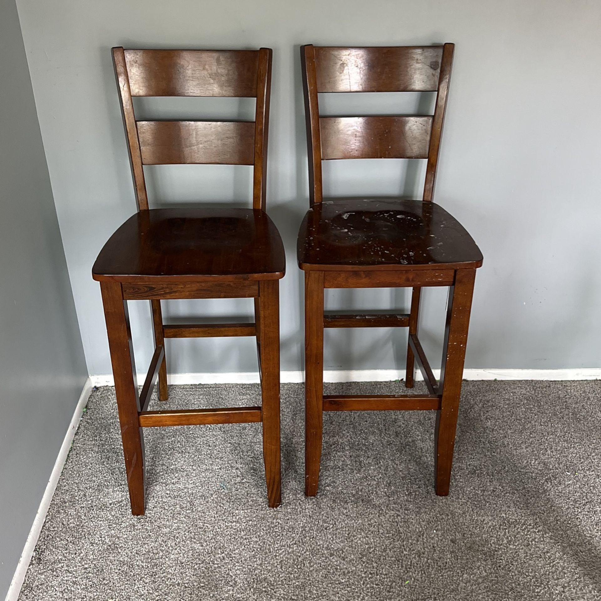 Two Wooden Bar Stools 