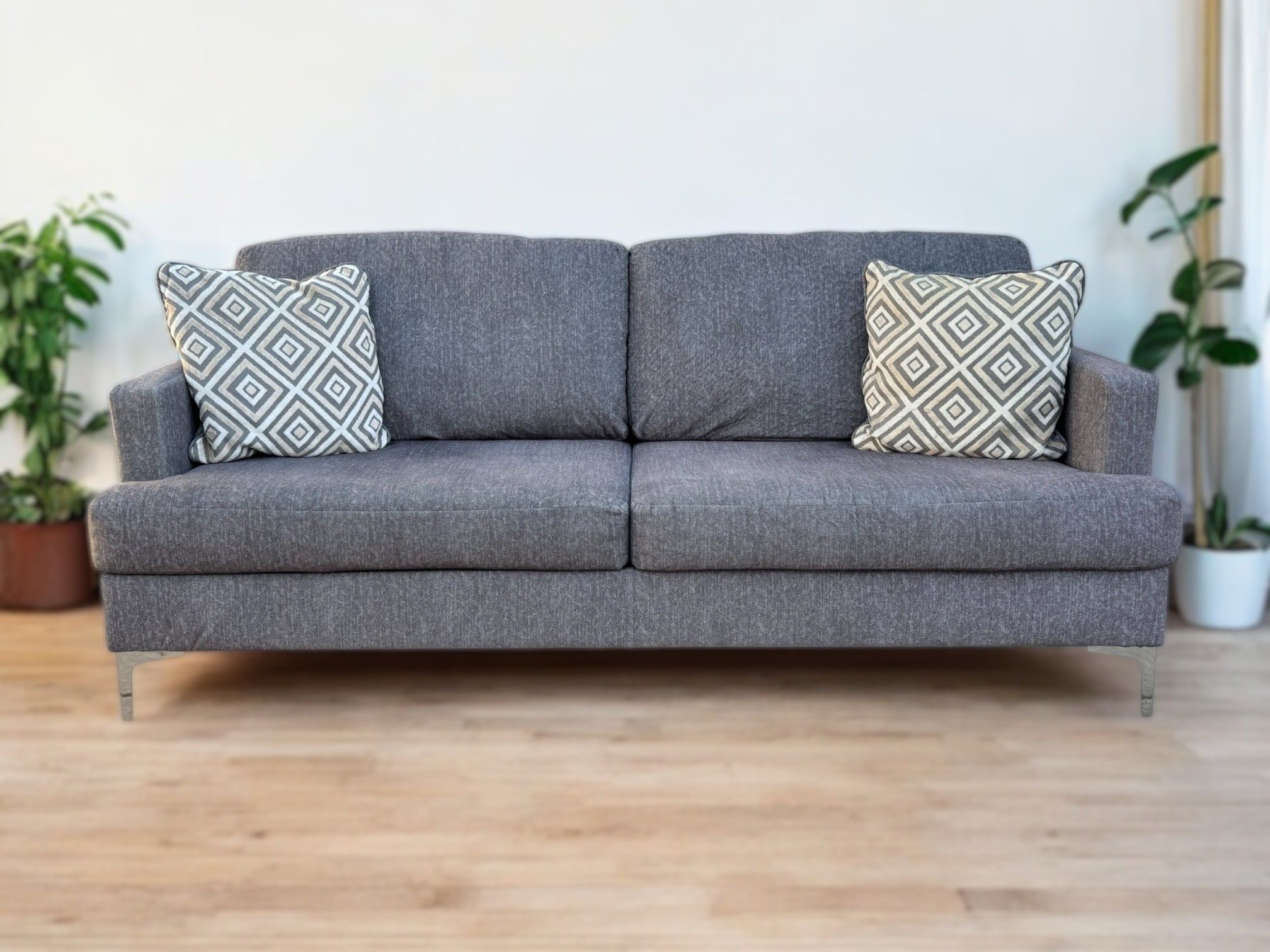 Ashley Furniture Arcola Gray Velvet Wide 2-Seat Couch