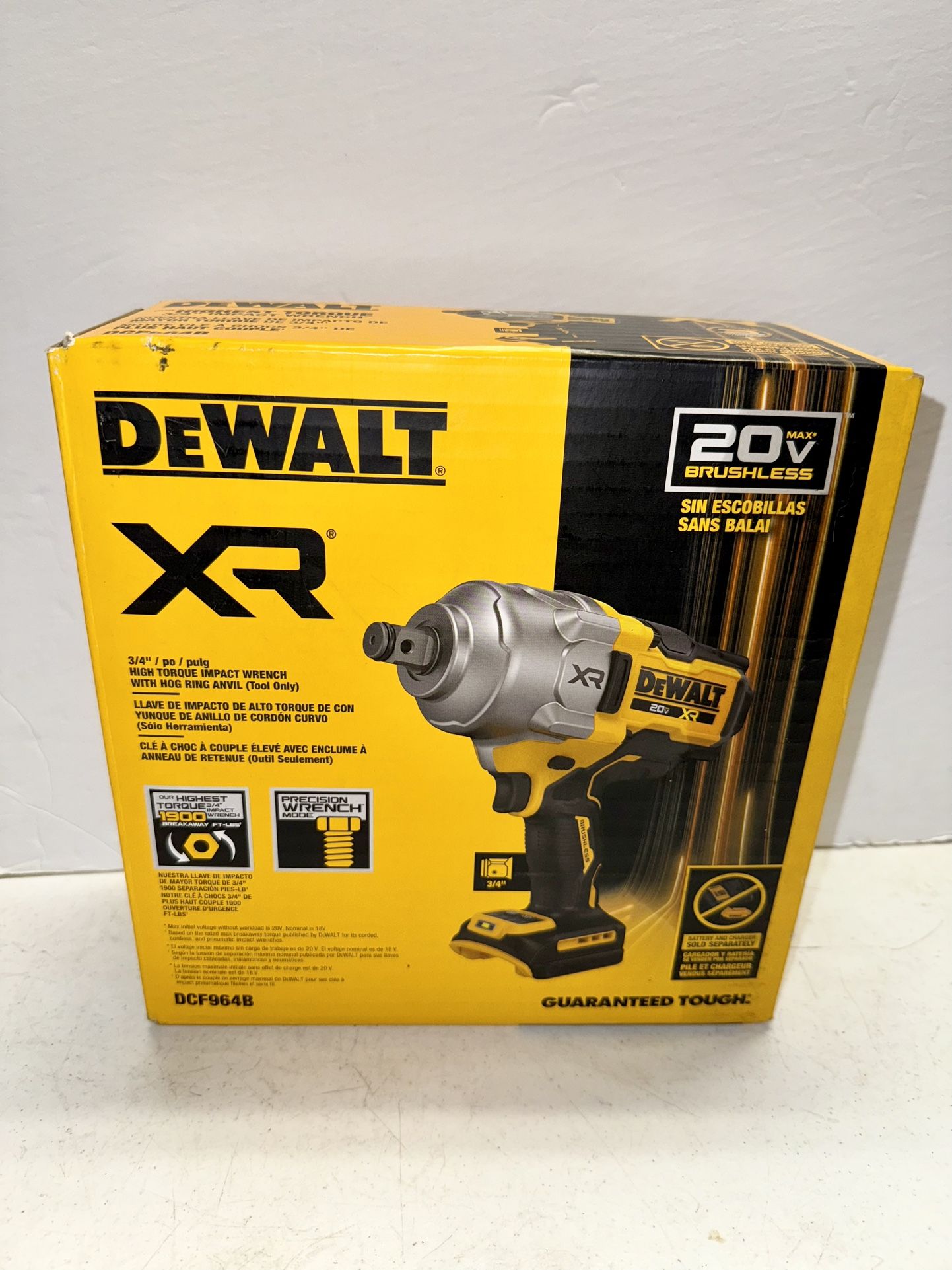 Dewalt 20v Battery Cordless 1,900 Ft Torque 3/4” Drive impact wrench DCF964B New