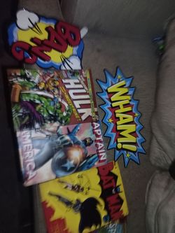 All metal comic signs