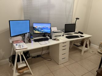 Double desk - 2 Table Tops And Drafting Table Legs