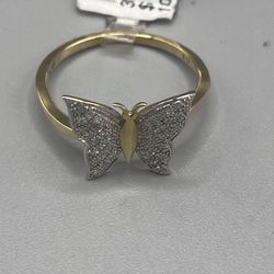 10kt Gold Diamond Butterfly Lady Ring