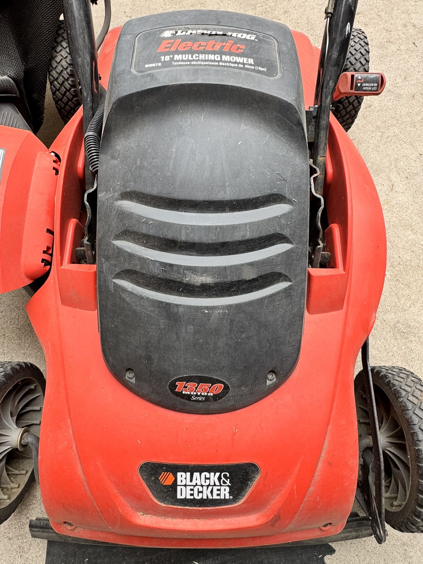 Electric Lawnmower (18” Black & Decker Mulching Reversible Mower)