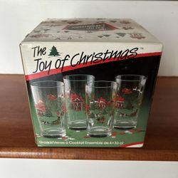 The Joy Of Christmas 4 High Ball Glasses 1987 Collectible cocktail
