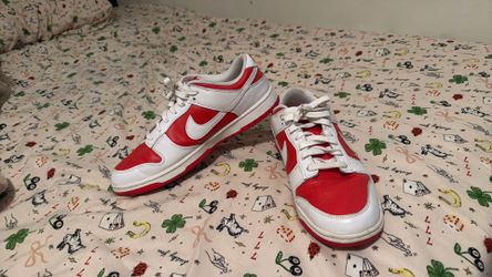 Red a white Nikes