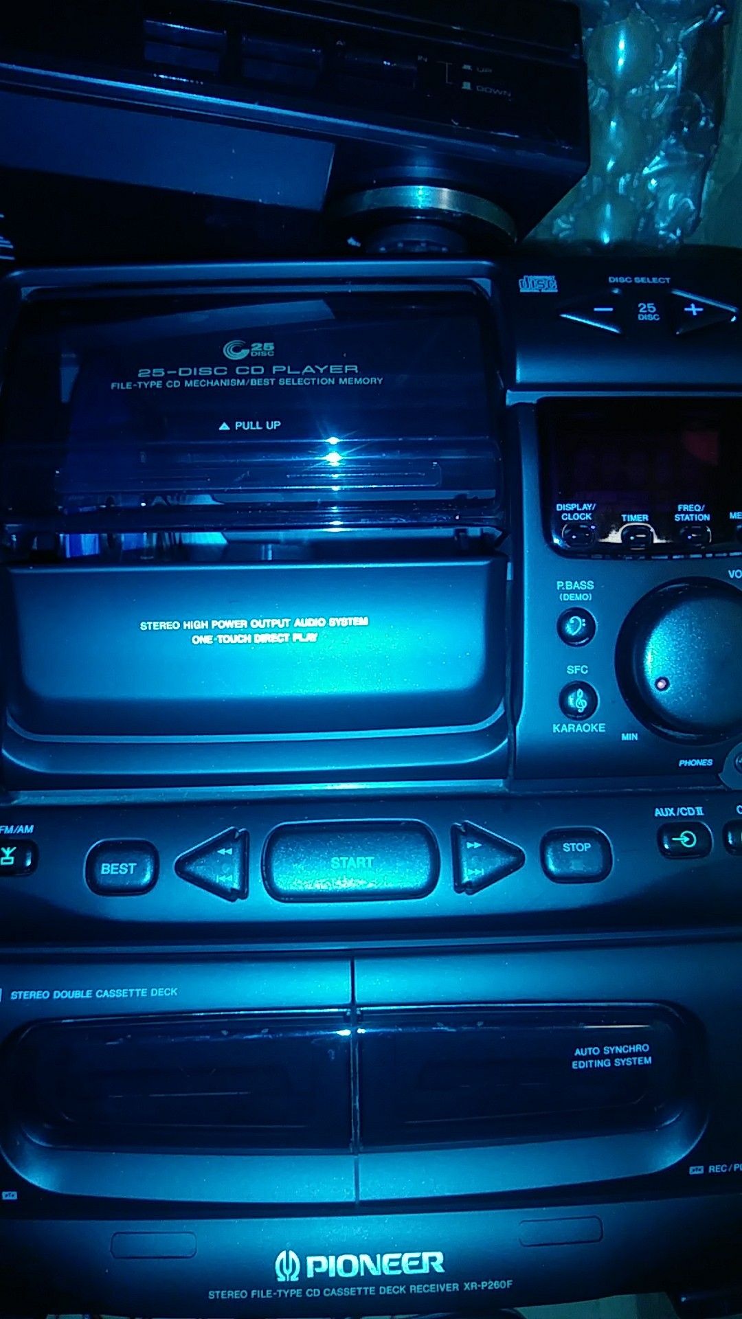 Pioneer cd cassette desk receiver xr .p.260 f with two pioneer speakers and the pl 990 turn table