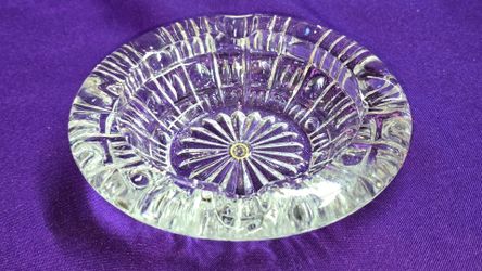 Vintage Hungarian 6” Heavy Glass Ashtray Retro 4 cigarette  Slots No Chips M4D215