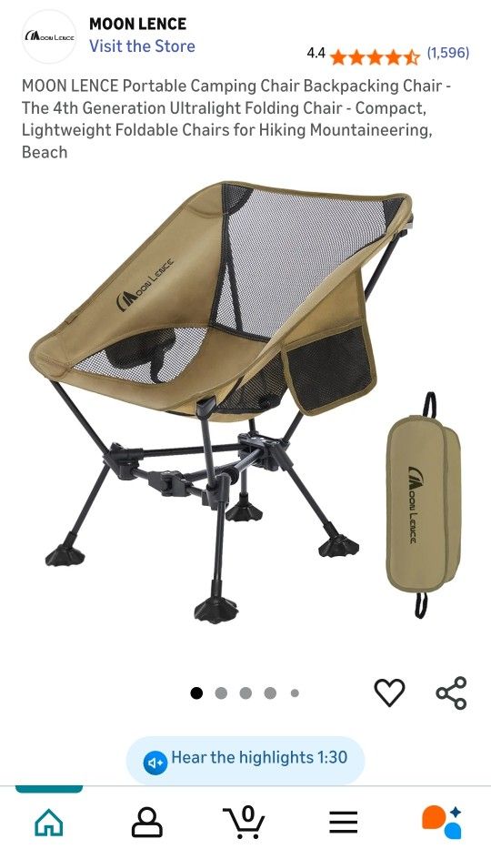 MOON LENCE Portable Camping Chair Backpacking Chair
