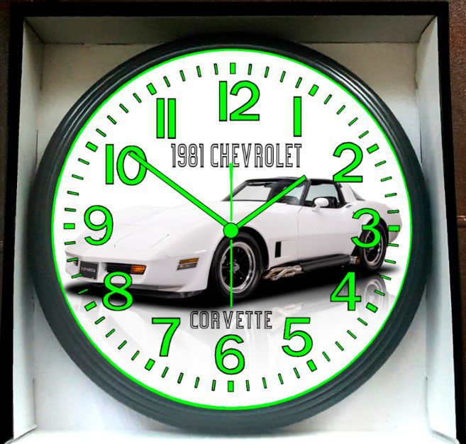 1981 Chevrolet Chevy Corvette Garage Shop Glow In The Dark Wall Clock New