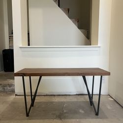 CB2 Acacia Wood Bench With Steel Legs