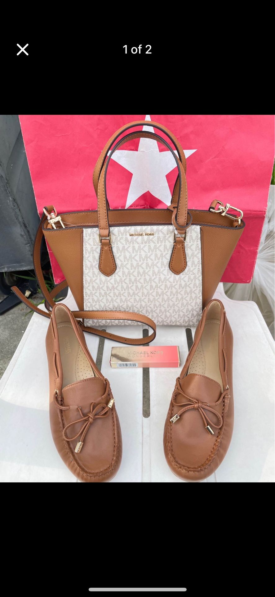 Michael Kors Taryn Small Signature Logo and Leather Convertible Crossbody Bag NWT Michael Kors Women's Sutton Moccasin Flat Loafers size 8 NEW (No B