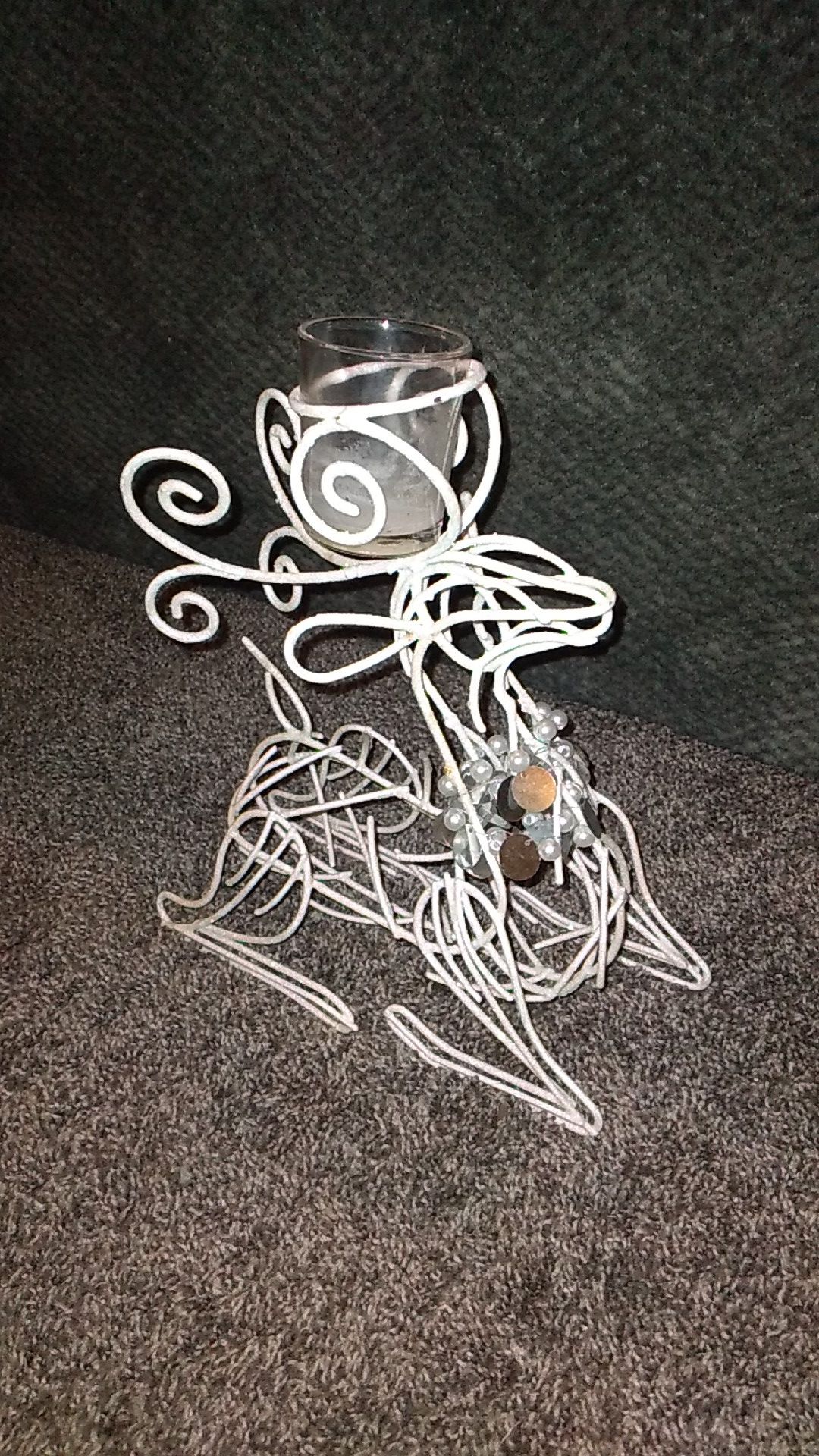 Silver/White Glitter Reindeer Candle Holder!