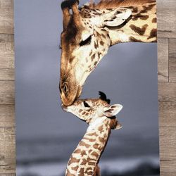 Beautiful Canvas Giraffe and Baby Wall Hanging.