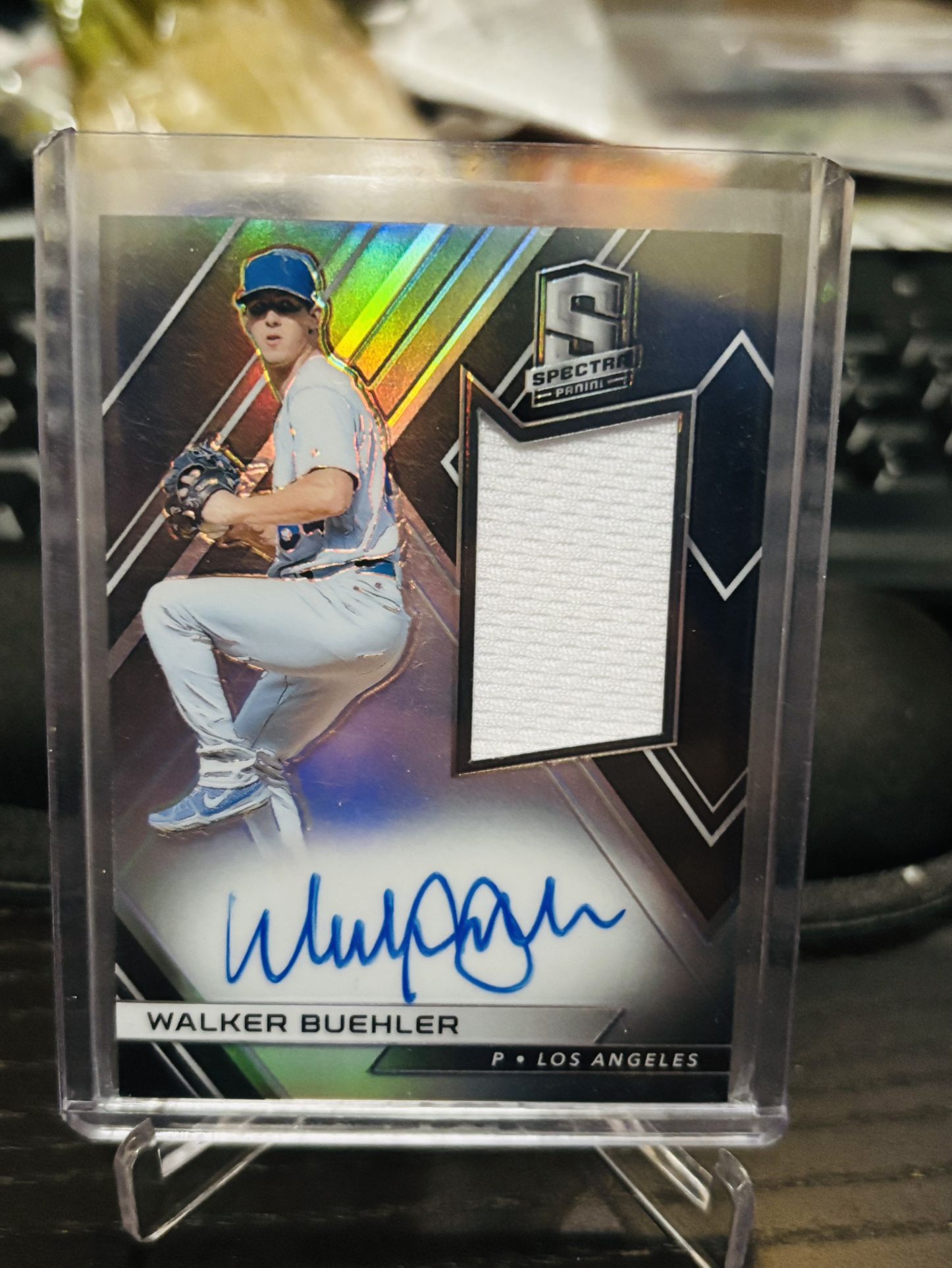 2018 Walker Buehler Panini Spectra Silver Prizm Autograph Relic Rookie Card Dodgers