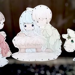 1998 Precious Moments Indoor/Outdoor Light Up Nativity 3 Piece Set 