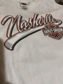 HARLEY DAVIDSON 2003 VINTAGE STAR & BARS LOGO W/ BUBBLE LETTERS LONG SLEEVE DOUBLE SIDED T SHIRT SIZE(MENS XL) From BOSWELLS USED 