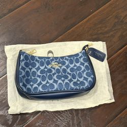 Coach Navy Blue Denim Teri Shoulder Bag