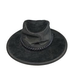 VTG Monterey Bay Sirocco Hat Breeze Black Suede Leather Mesh Western Sz SM USA
