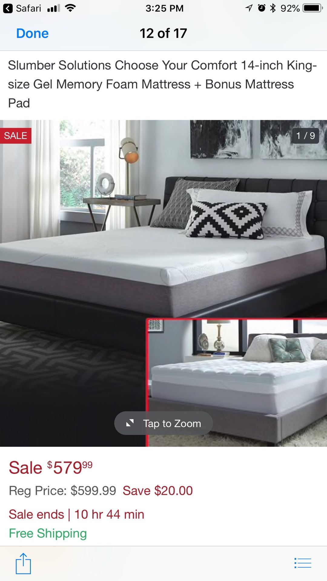 Slumber solution choose your comfort 14 inch king size gel memory Foam mattress