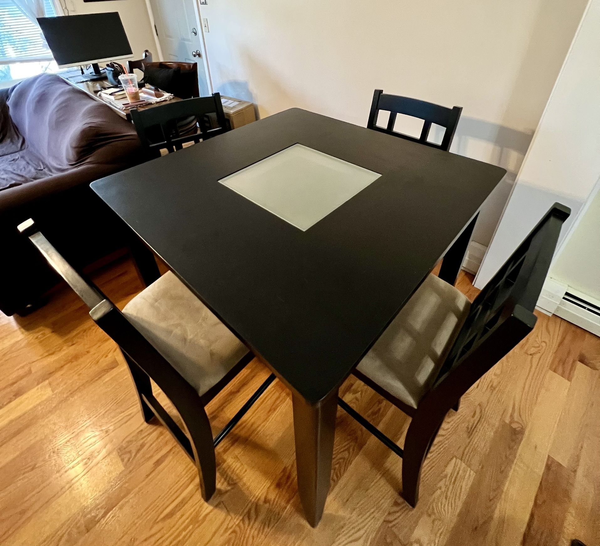 Black High Top Table w/ 4 Chairs