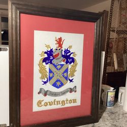 Covington Family Crest Framed Heraldry Art