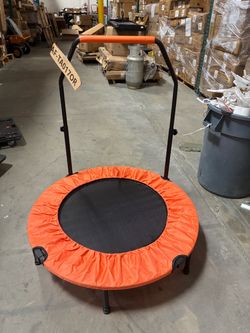 New in Box 40inch Foldable Mini Trampoline Orange Fitness Rebounder with Adjustable Foam Handle