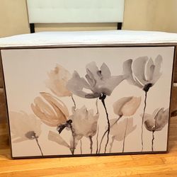 Large Framed Floral Watercolor Canvas Wall Art