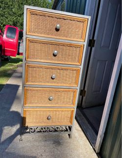 Wicker and Metal Dresser