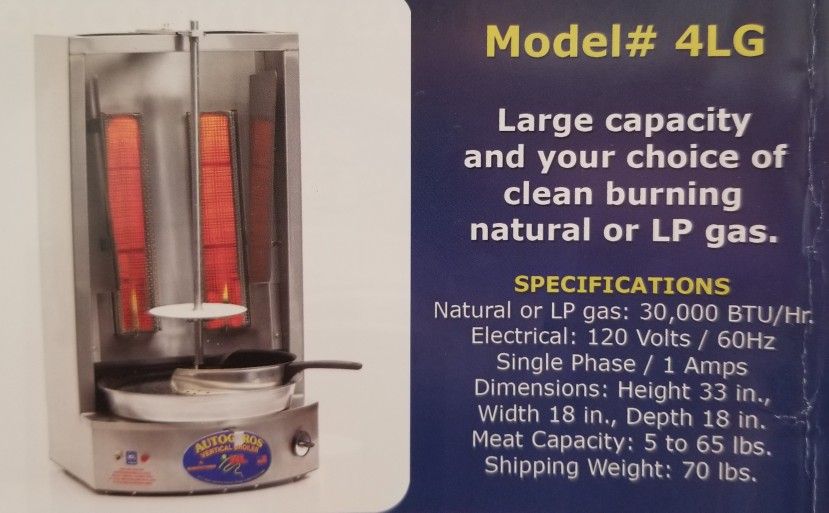 NEW IN BOX Gyro Machine Vertical Broiler Gyros Shawarma Al Pastor