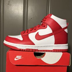 Nike Dunk High “Championship” White/Red. Size(5Y/6.5W). DS(New). Factory Laced. $90. (retail). Cash Only No Tardes!