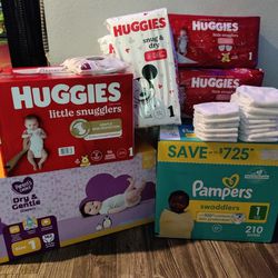 Size 1 Diapers (multiple brands)
