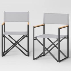 2pk Patio Dinning Folding Chair Gray