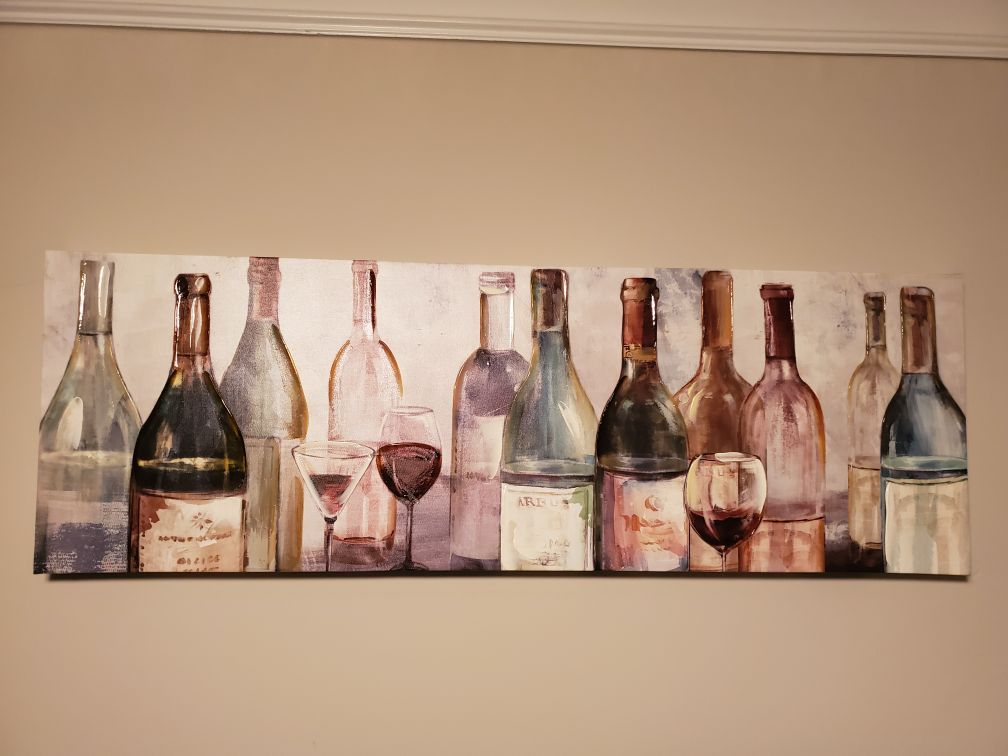 Kitchen Wall Decoration - Wine Bottles Painting