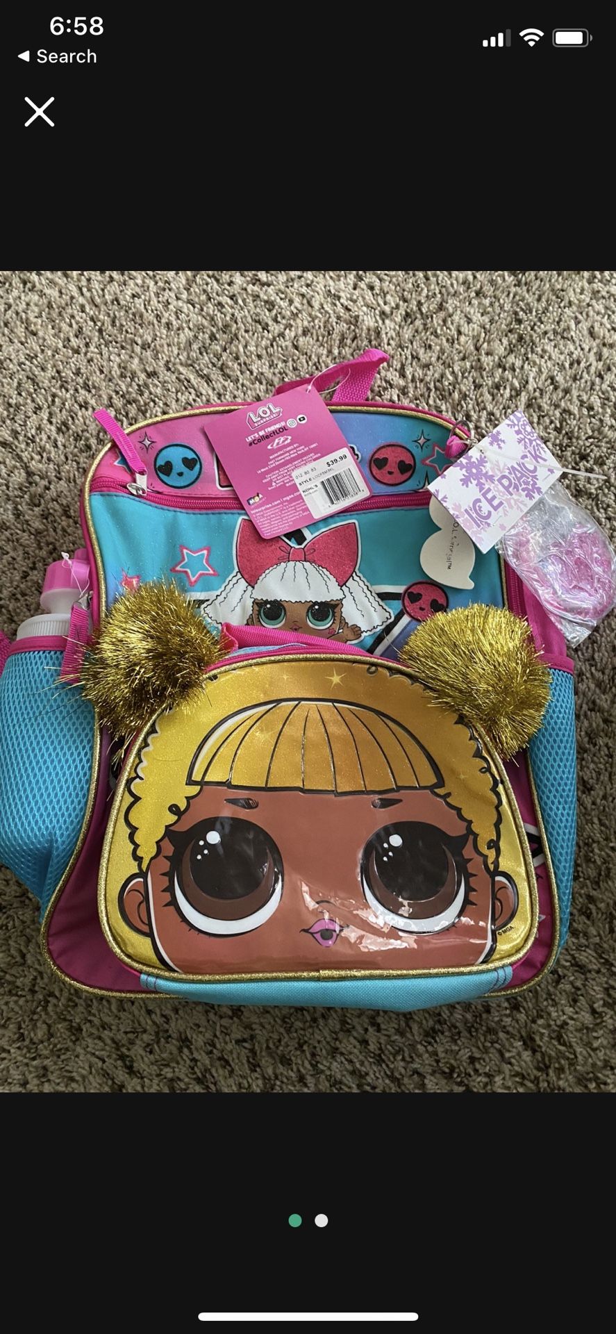 Lol Back Pack With Water Bottle And Ice Pack