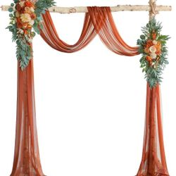 Terracotta/Orange Faux Flower Wedding Arch 