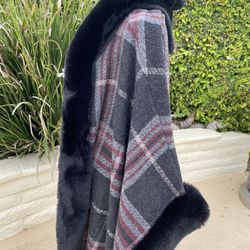 Women’s Faux Fur Lined Poncho