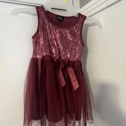 Maroon Sequin & Chiffon Girls Dresses - New - Sizes 4/5 & 6/7