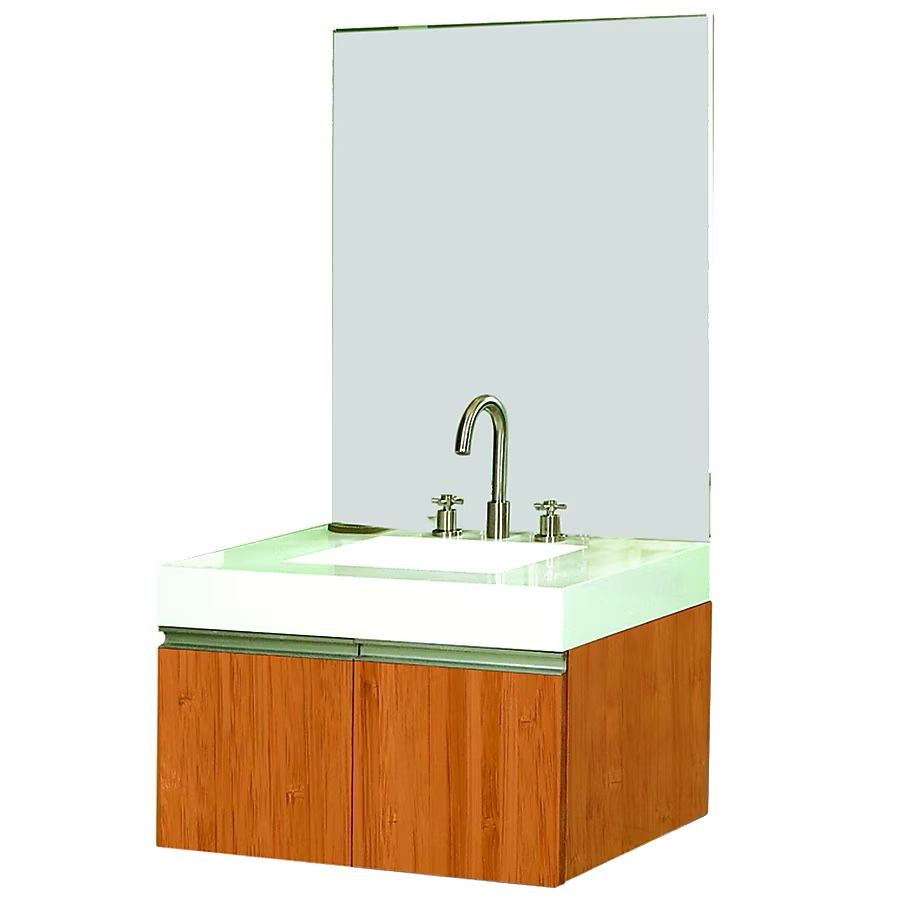 DECOLAV Eastridge Bamboo Bathroom Vanity with White Top (Mirror Included)