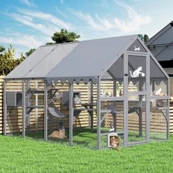 COZIWOW 9' Cat Catio Extra Large Catio Outdoor Cat Enclosure w/ 7 Platforms NEW