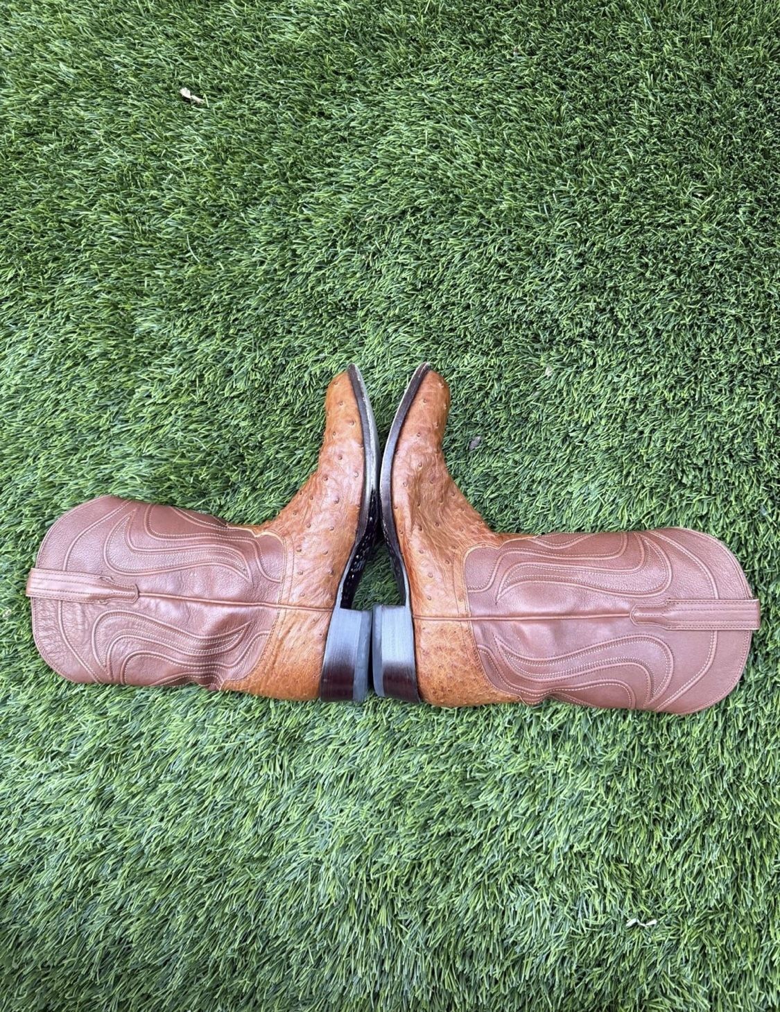 Women’s Tecovas smooth Ostrich exotic boots 12 1/2 D Luxury designer Western