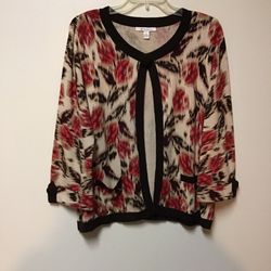 Women’s JM COLLECTION 100% cotton 3/4 sleeve design 1 button cardigan sweater Size-medium 