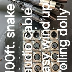 100ft. Pro Audio Snake Cable 16+4 Channel on Easy Wind Up Rolling Dolly 