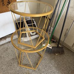 Gold Glass Top Side Table Set