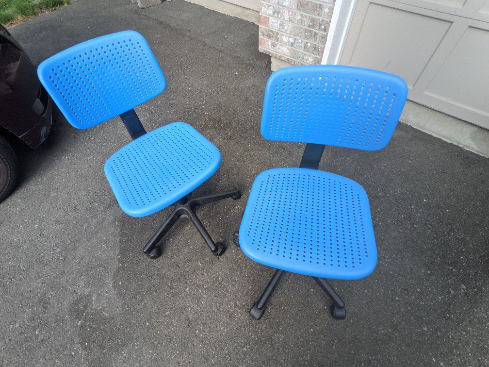 2 Blue Kids Office Chairs